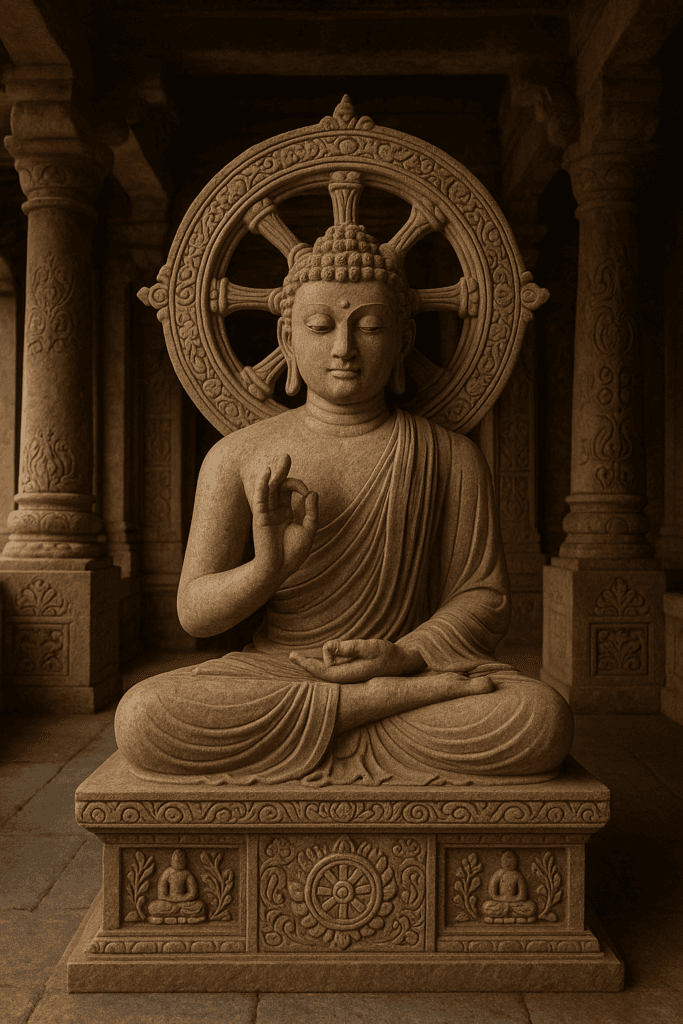Buddha Teaching: Serene Buddha in Ancient Temple